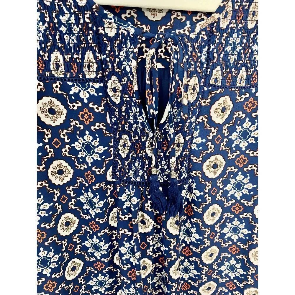 DR2 Blue Multipattern 3/4 Sleeve Tunic - Picture 3 of 7